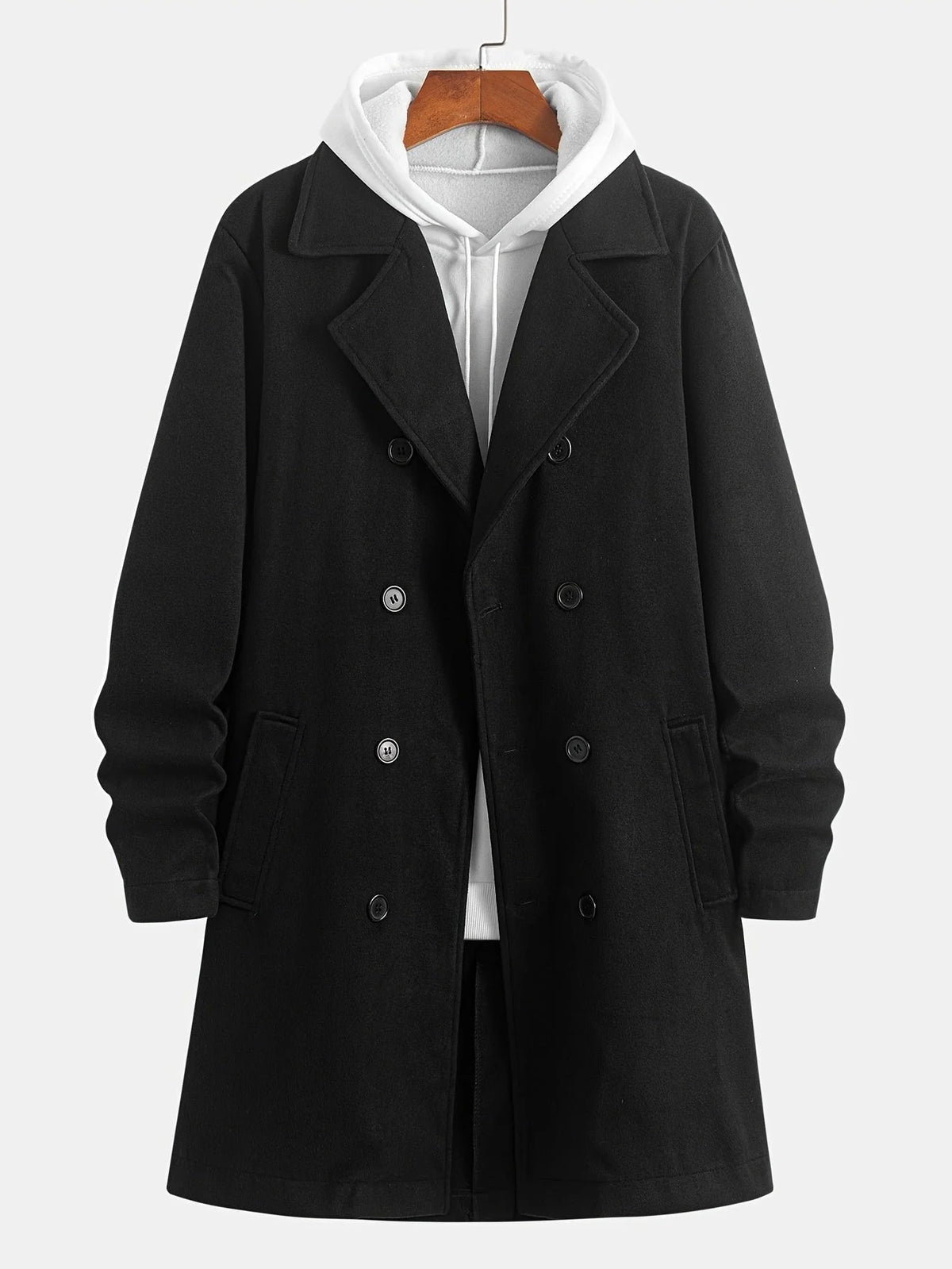 Men's Double-Breasted Wool Blend Trench Coat