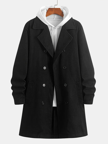 Men's Double-Breasted Wool Blend Trench Coat