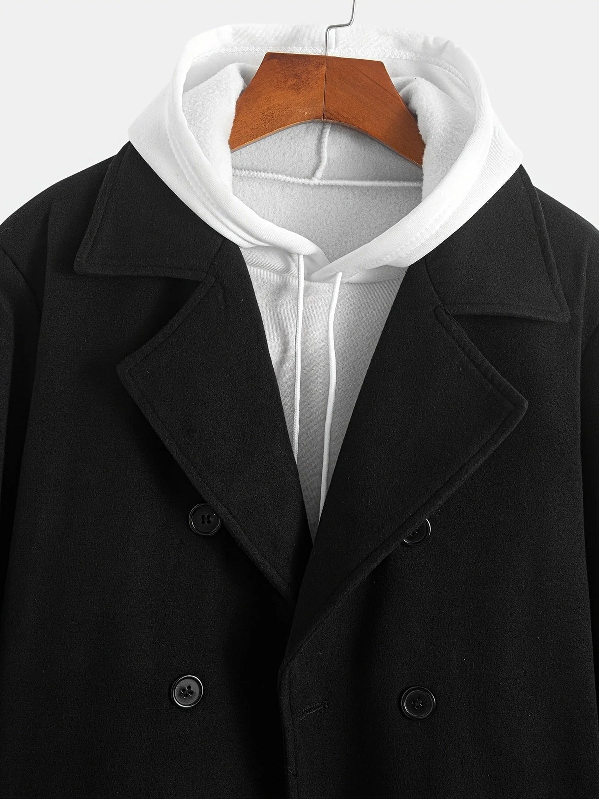Men's Double-Breasted Wool Blend Trench Coat