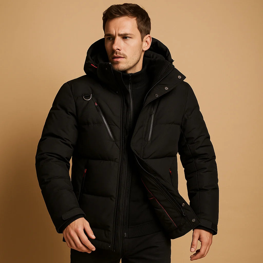 Men's Down Parka with Removable Hood