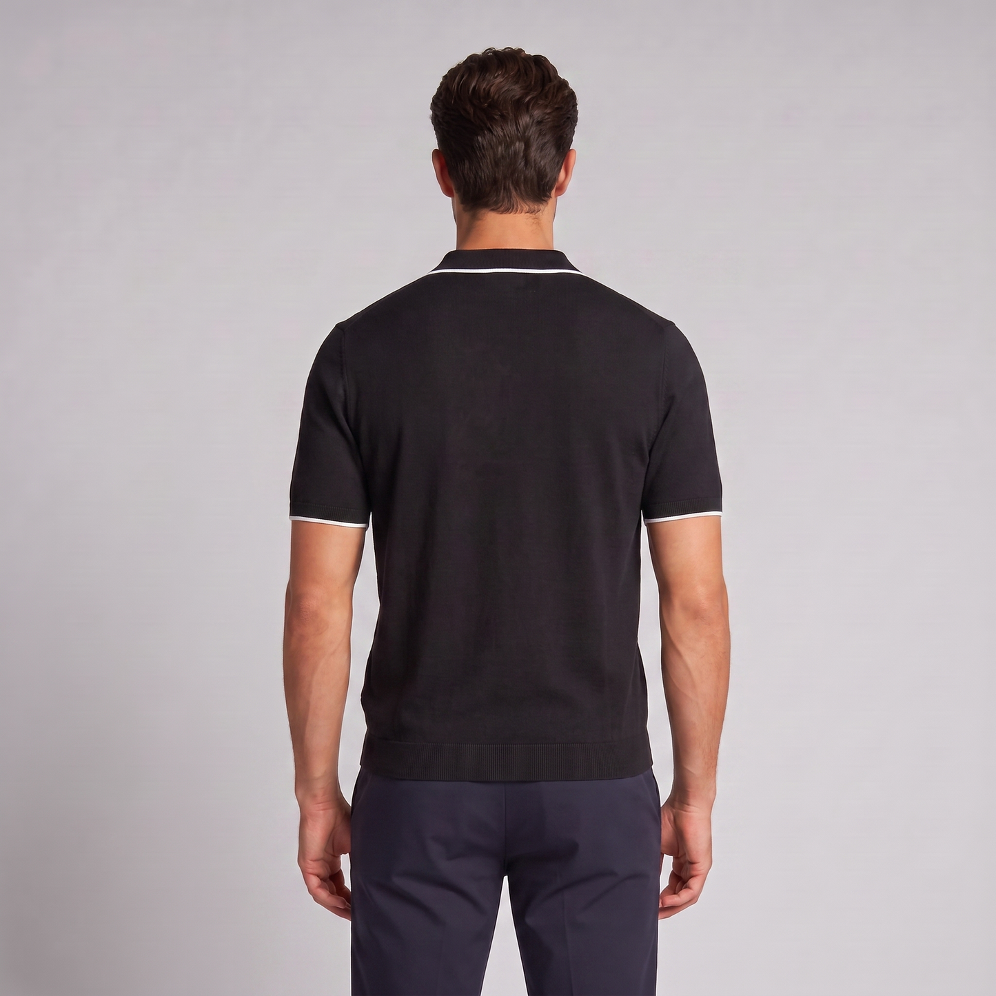 Men's Elegant Contrast Detail Polo Shirt