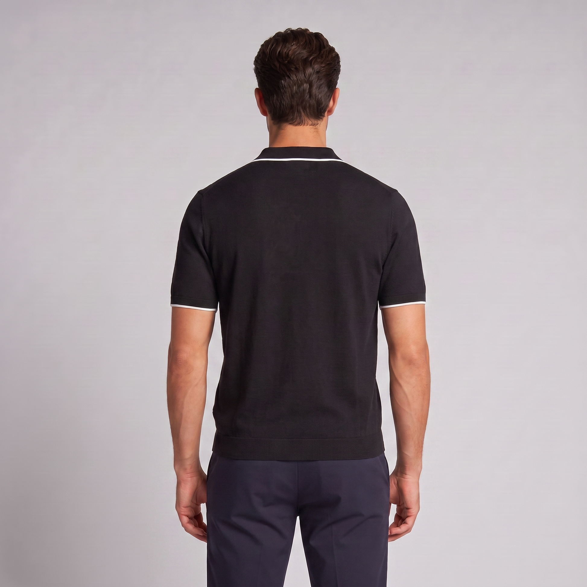 Men's Elegant Contrast Detail Polo Shirt