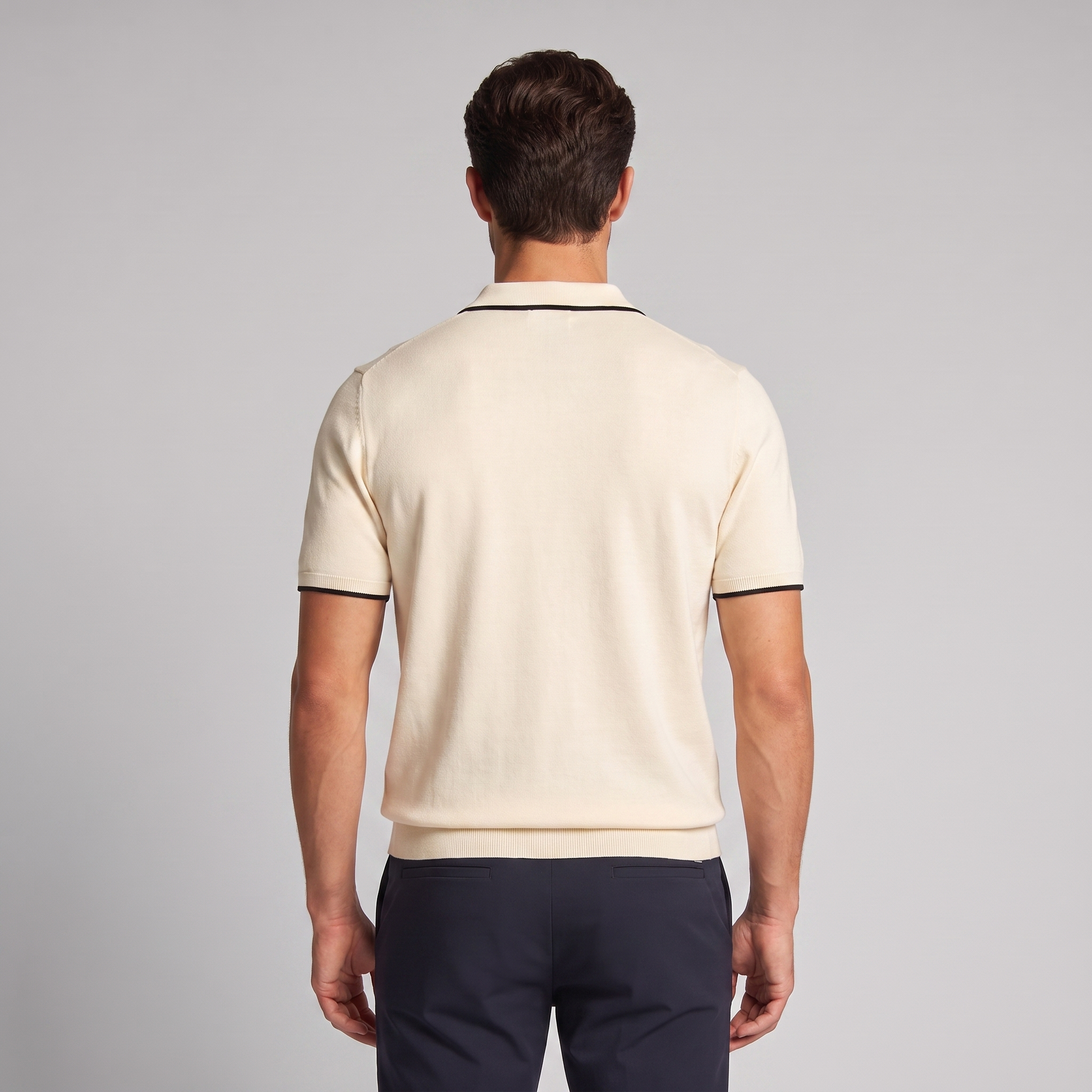 Men's Elegant Contrast Detail Polo Shirt