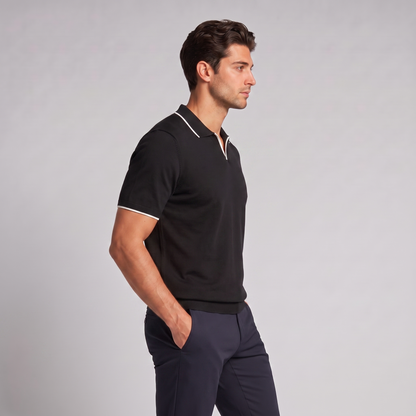 Men's Elegant Contrast Detail Polo Shirt