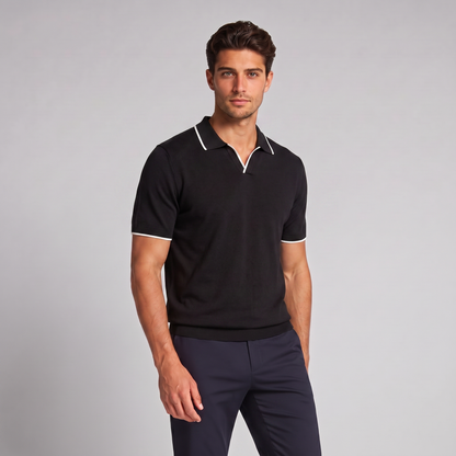 Men's Elegant Contrast Detail Polo Shirt