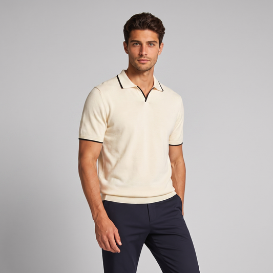 Men's Elegant Contrast Detail Polo Shirt