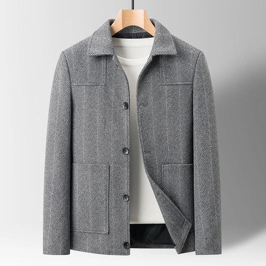 Men's Elegant Herringbone Jacket for Stylish Layering