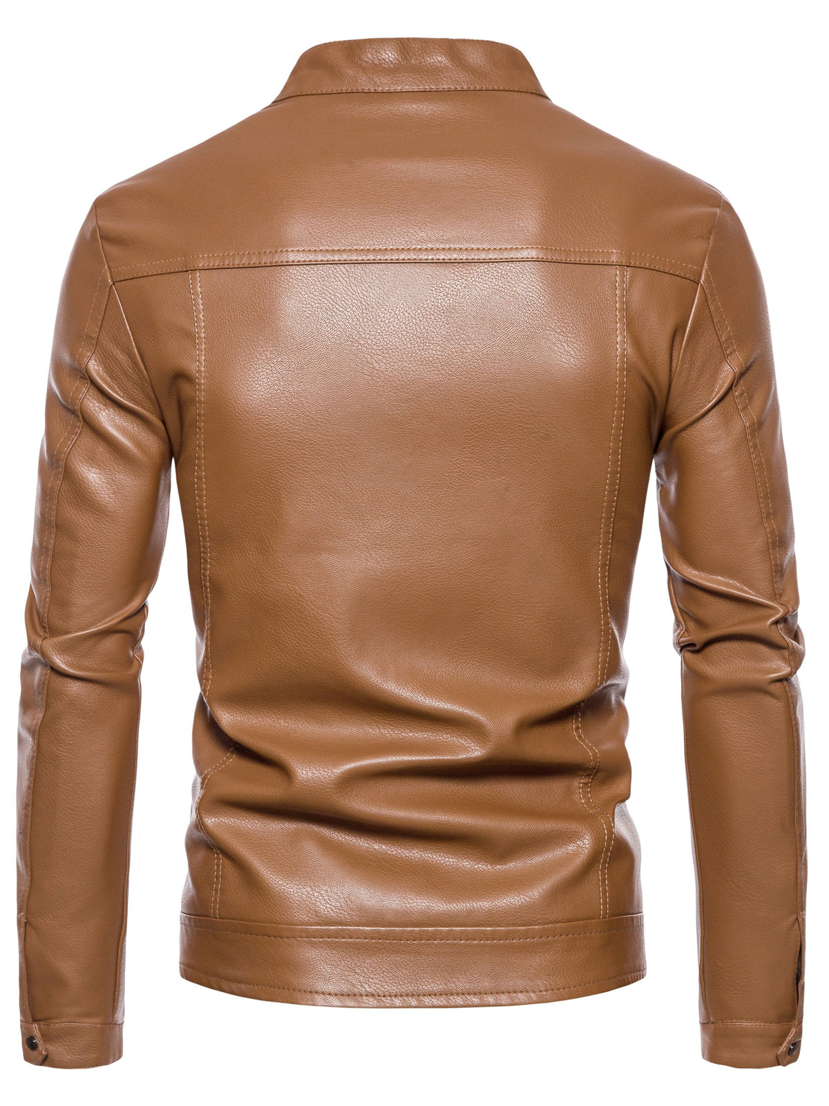 Men's Faux Leather Fleece Jacket with Pockets