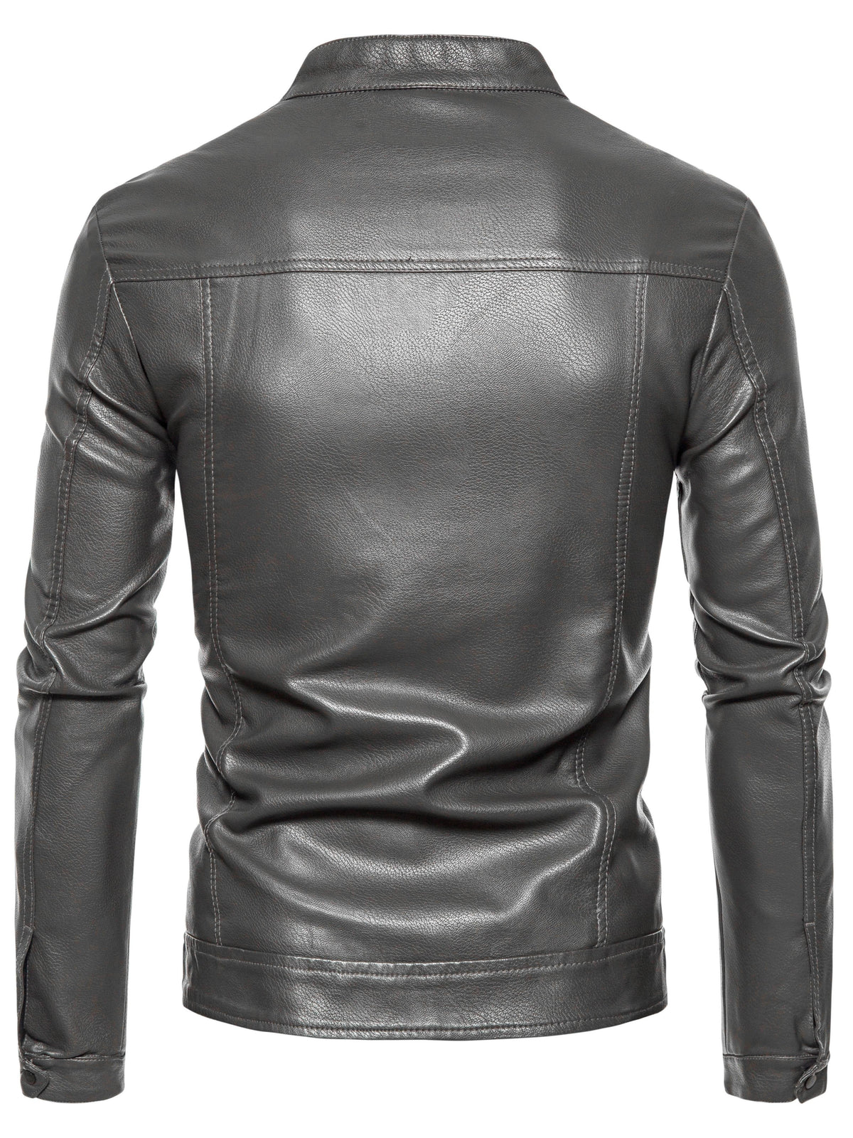 Men's Faux Leather Fleece Jacket with Pockets
