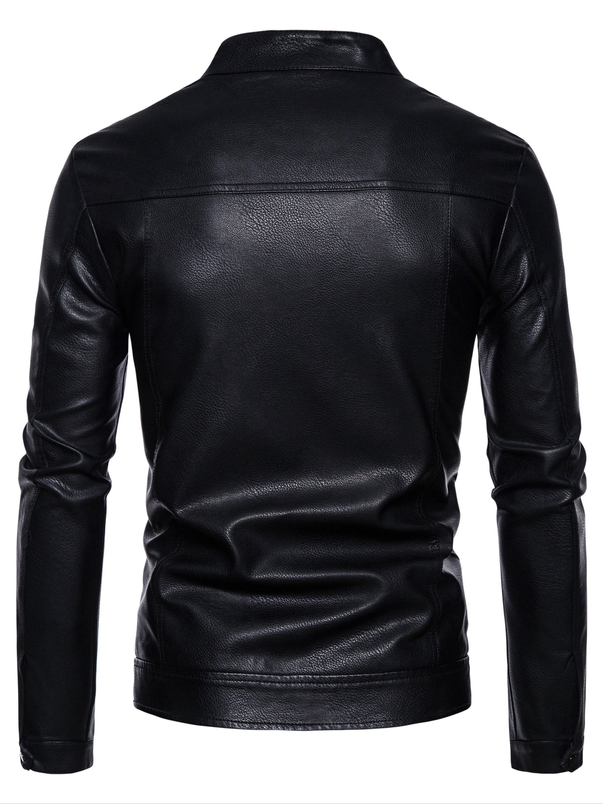 Men's Faux Leather Fleece Jacket with Pockets