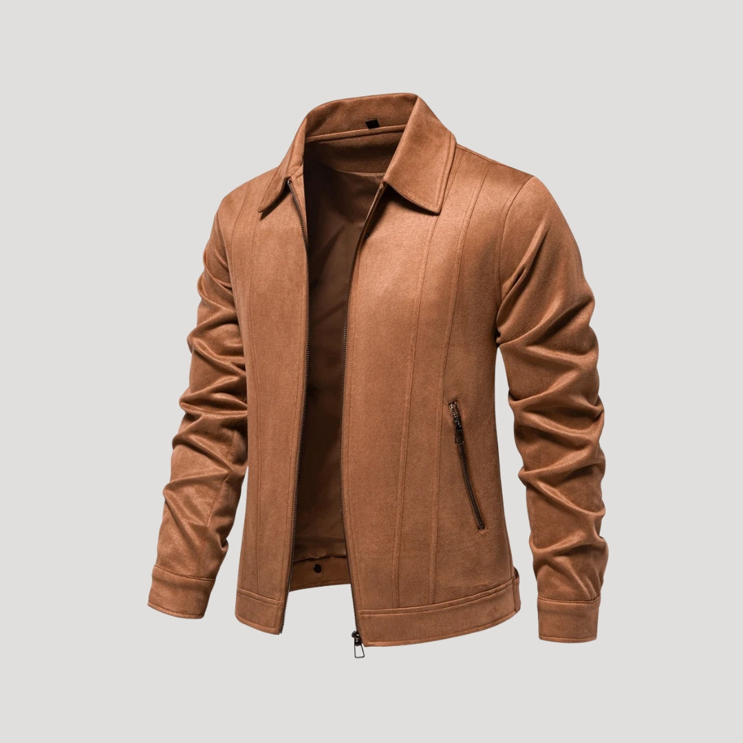 Men's Faux Suede Bomber Jacket