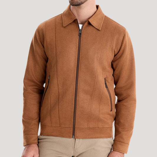 Men's Faux Suede Bomber Jacket