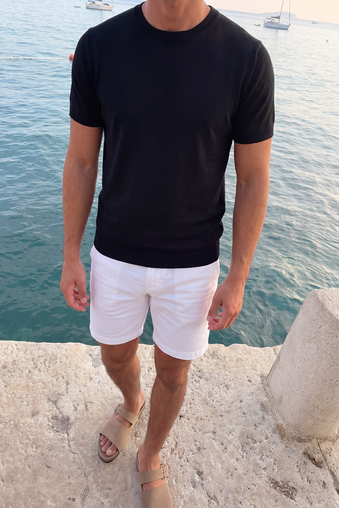 Men's Fine Knitted Lyocell T-Shirt with Round Neck