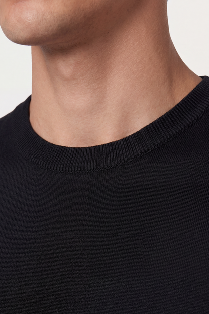 Men's Fine Knitted Lyocell T-Shirt with Round Neck