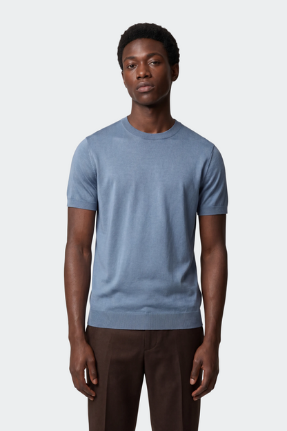 Men's Fine Knitted Lyocell T-Shirt with Round Neck