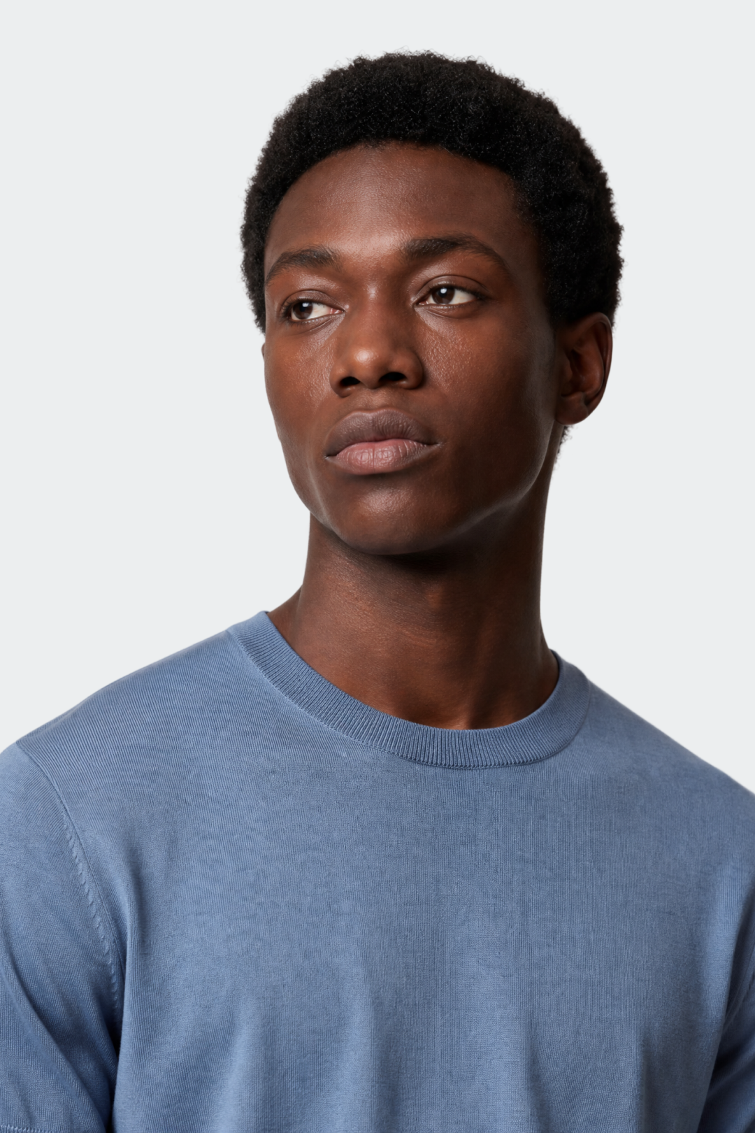 Men's Fine Knitted Lyocell T-Shirt with Round Neck