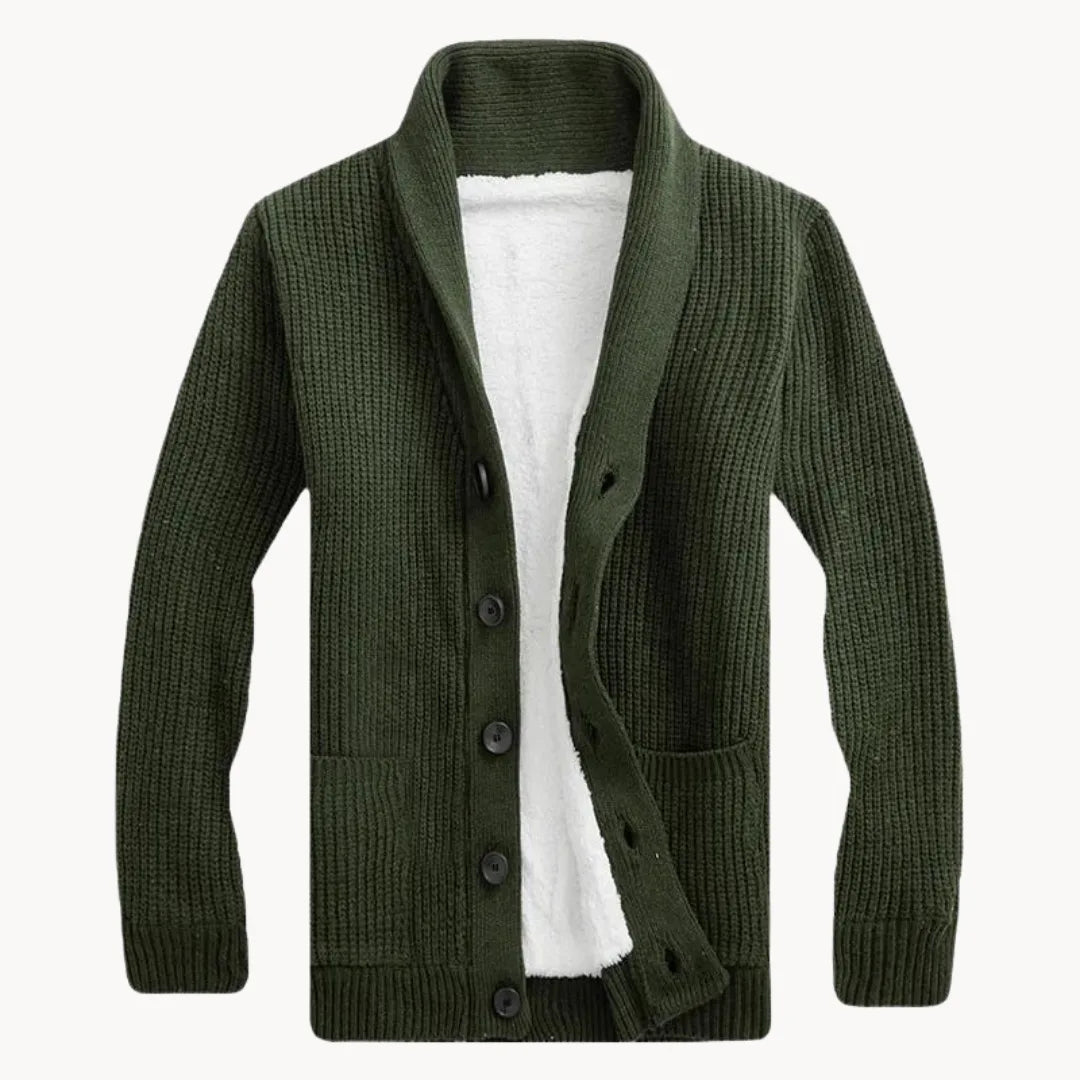 Men's Fleece Cardigan with Shoulder Collar