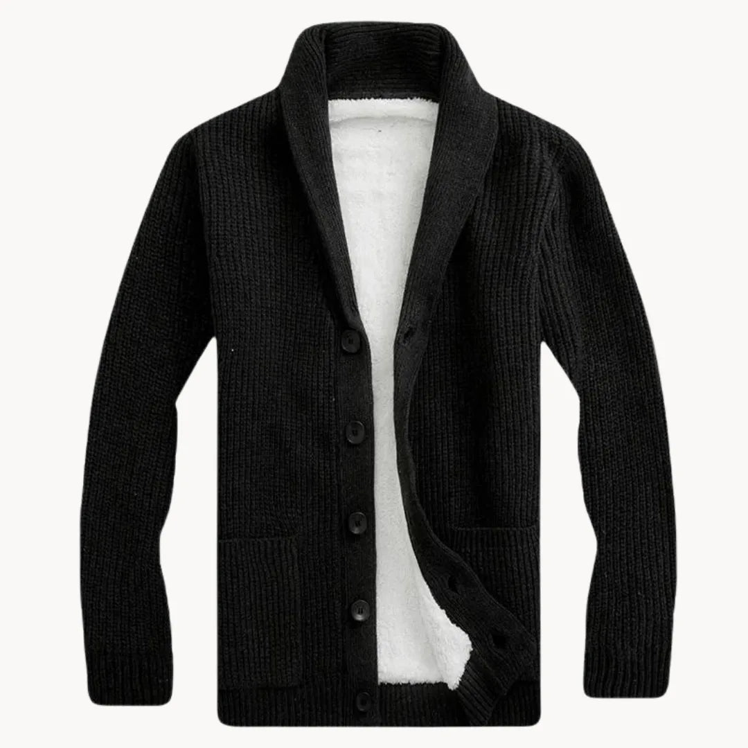 Men's Fleece Cardigan with Shoulder Collar