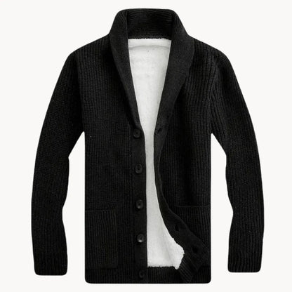 Men's Fleece Cardigan with Shoulder Collar