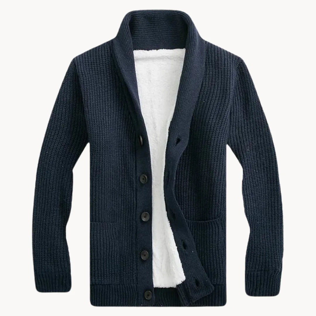 Men's Fleece Cardigan with Shoulder Collar