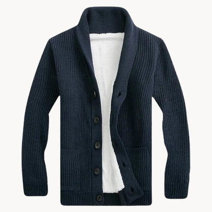 Men's Fleece Cardigan with Shoulder Collar