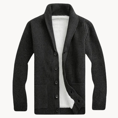 Men's Fleece Cardigan with Shoulder Collar