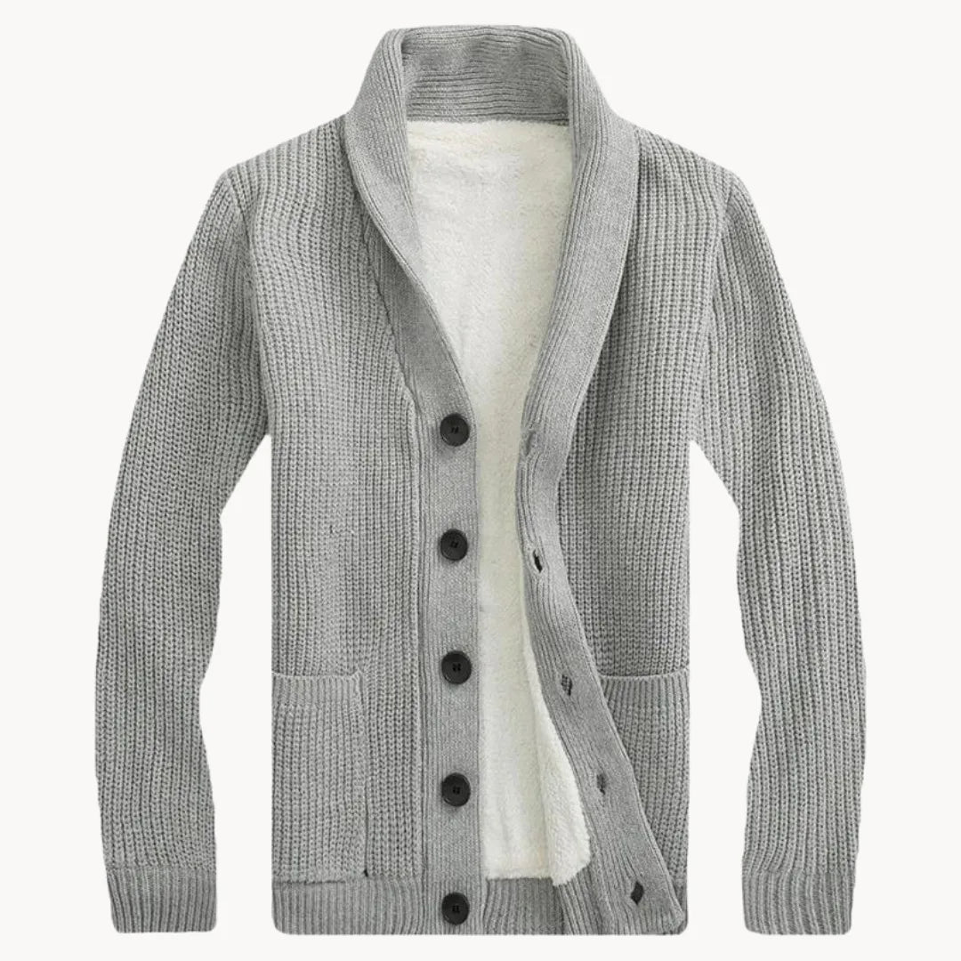 Men's Fleece Cardigan with Shoulder Collar