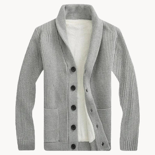 Men's Fleece Cardigan with Shoulder Collar