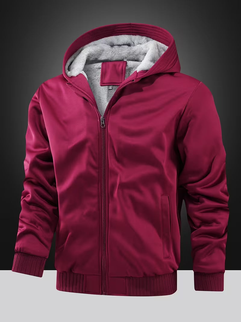 Men's Fleece Hooded Jacket with Zipper