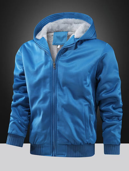 Men's Fleece Hooded Jacket with Zipper