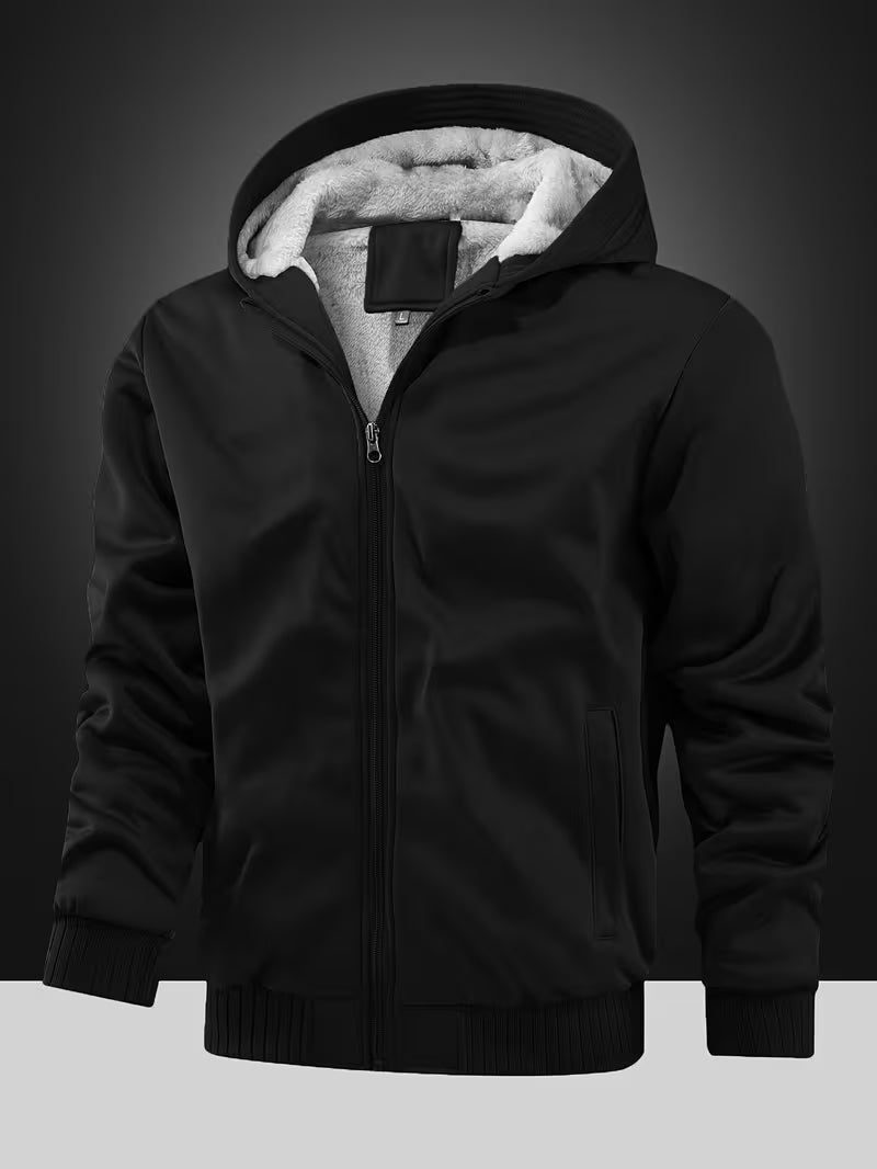 Men's Fleece Hooded Jacket with Zipper