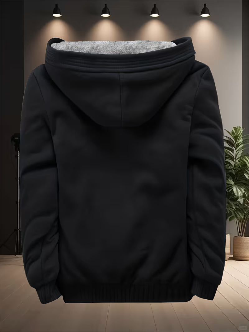 Men's Fleece Hooded Jacket with Zipper