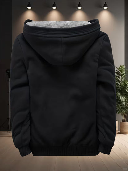 Men's Fleece Hooded Jacket with Zipper