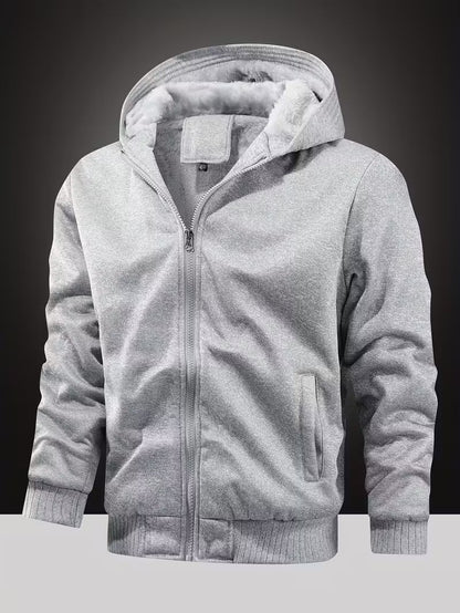 Men's Fleece Hooded Jacket with Zipper