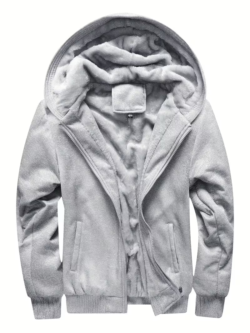 Men's Fleece Hooded Jacket with Zipper