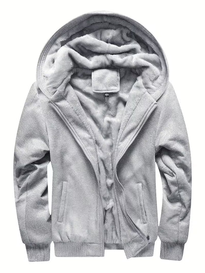 Men's Fleece Hooded Jacket with Zipper