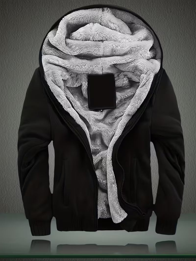 Men's Fleece Hooded Jacket with Zipper