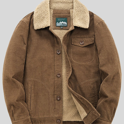 Men's Fleece Jacket - Classic Corduroy Button Design