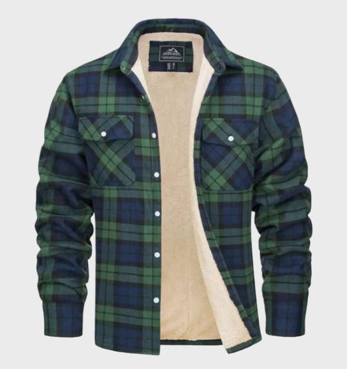 Men's Fleece Jacket - Vintage Flannel Winter Coat