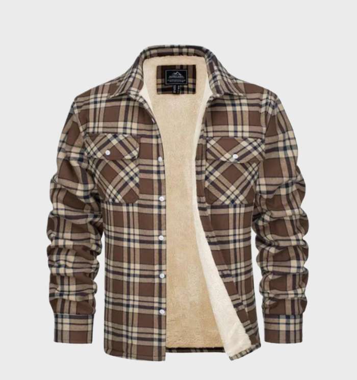 Men's Fleece Jacket - Vintage Flannel Winter Coat