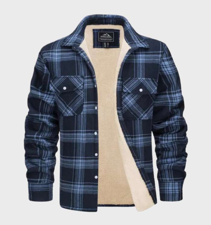Men's Fleece Jacket - Vintage Flannel Winter Coat