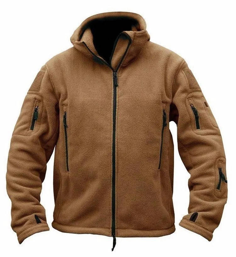 Men's Fleece Jacket with Hood and Zipper