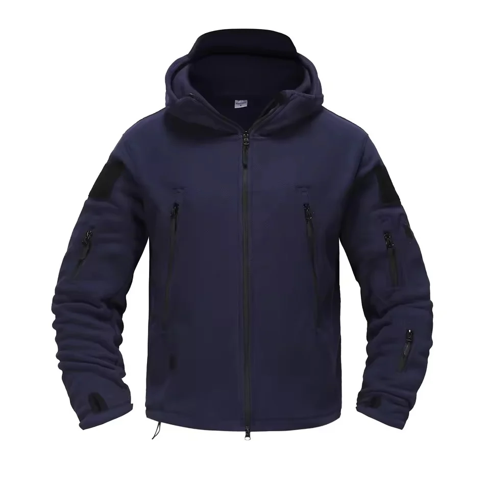 Men's Fleece Jacket with Hood and Zipper