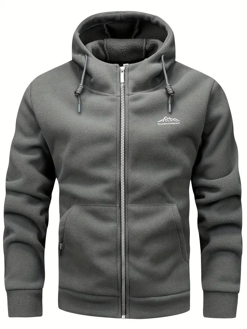 Men's Fleece Jacket with Hood for Outdoor Adventures