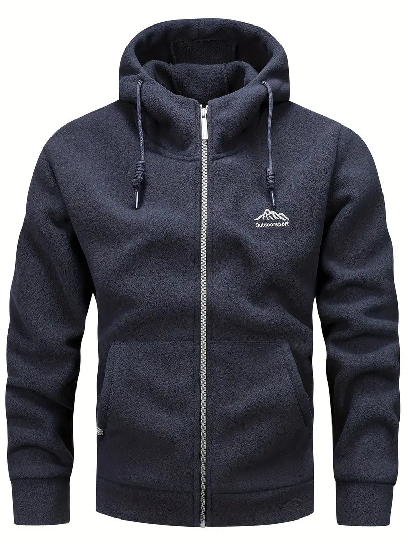Men's Fleece Jacket with Hood for Outdoor Adventures