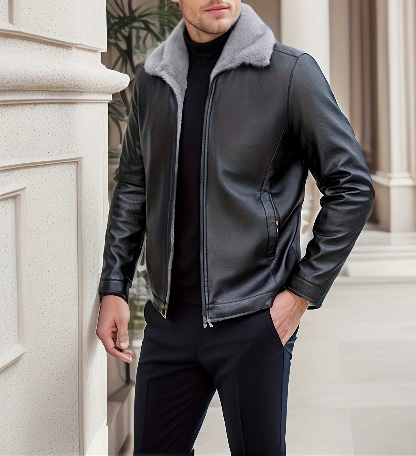 Men's Fleece Jacket with Lapel Collar for Casual Style