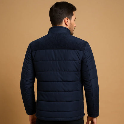 Men's Fleece Jacket with Stand Collar and Zipper Pockets