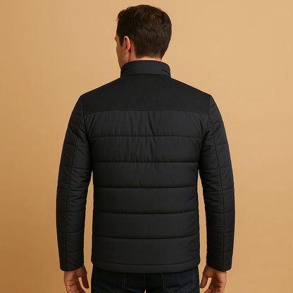 Men's Fleece Jacket with Stand Collar and Zipper Pockets