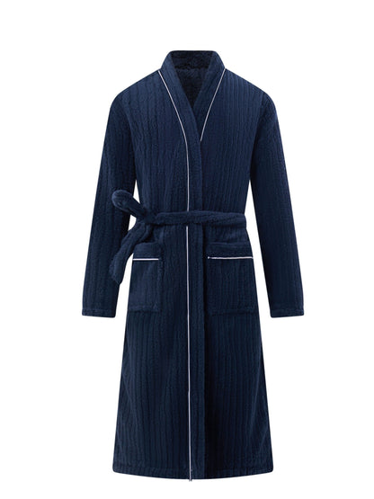 Men's Fleece Kimono Bathrobe - Relaxed Fit Dressing Gown