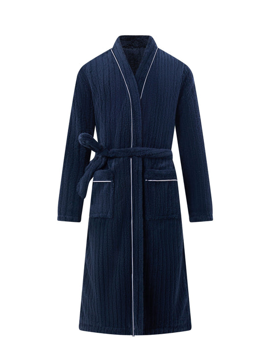 Men's Fleece Kimono Bathrobe - Relaxed Fit Dressing Gown